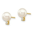 thumbnail image 2 of Primal Gold 14 Karat Yellow Gold 6-7mm White Round Saltwater Akoya Cultured Pearl Diamond Post Earrings, 2 of 4