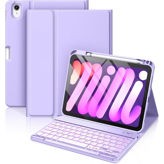 Funda con Teclado para iPad 10 Generación - Teclado Inalámbrico Desmontable de 7 Colores con Soporte para Lápiz para iPad A16 de 11 Pulgadas 2025, 10ª Generación 10.9 Pulgadas 2022, Azul Marino