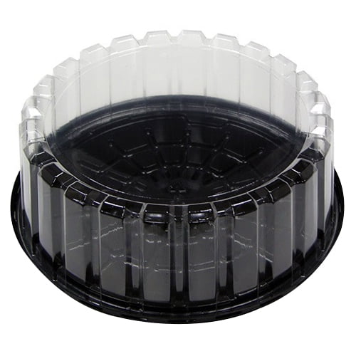 Pactiv Showcake APET Plastic Round Cake Container Black/Clear, 9 ...