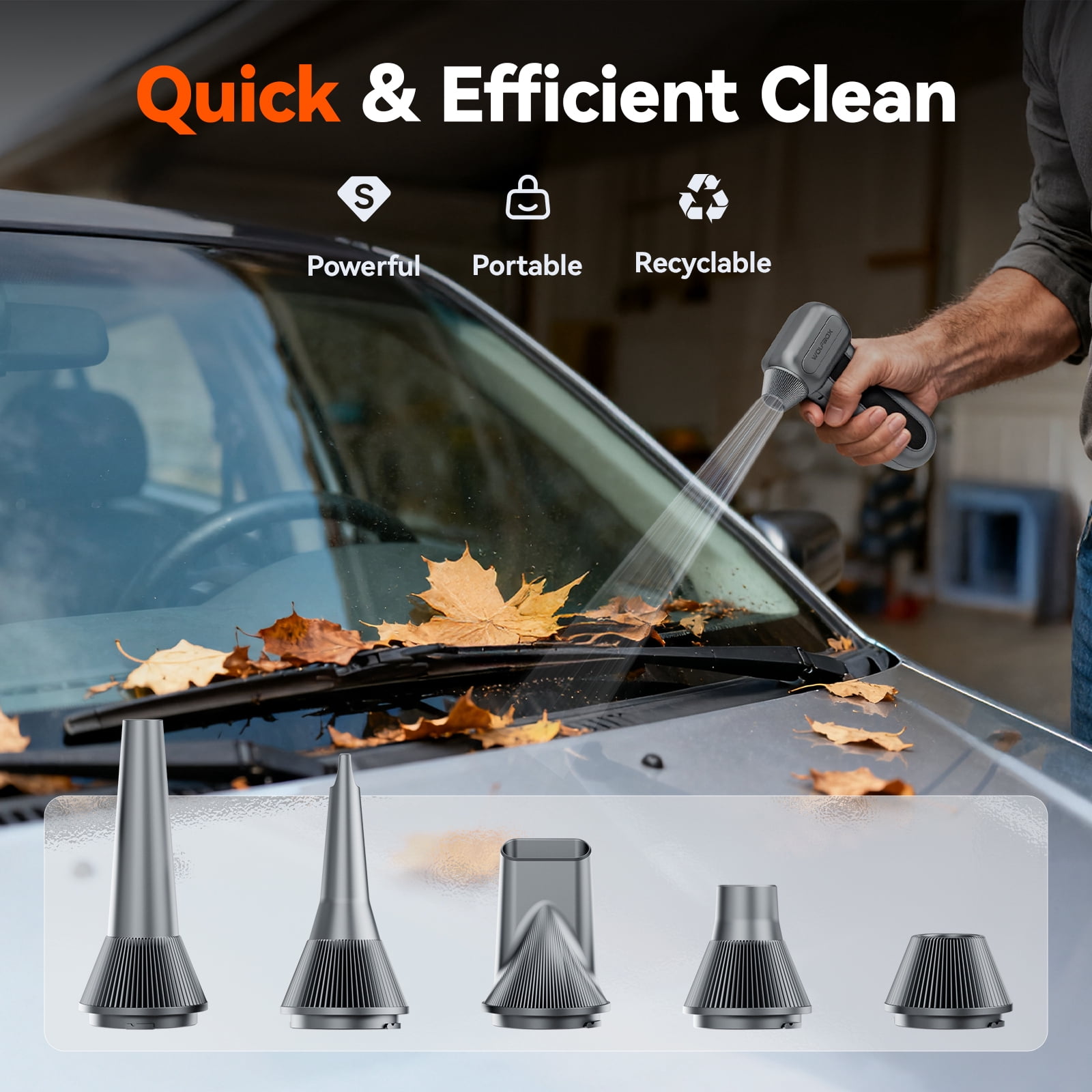 WOLFBOX MF70 Compressed Air Duster, 110,000 RPM Electric Air Duster with Extended Runtime, 3-Speed Rechargeable Air Blower for Keyboard, Camera, Car