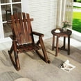 thumbnail image 3 of Spaco Outdoor Adirondack Rocking Chair, Rocking Chair for Adults Solid Wood Porch Rocker, Brown, 3 of 10