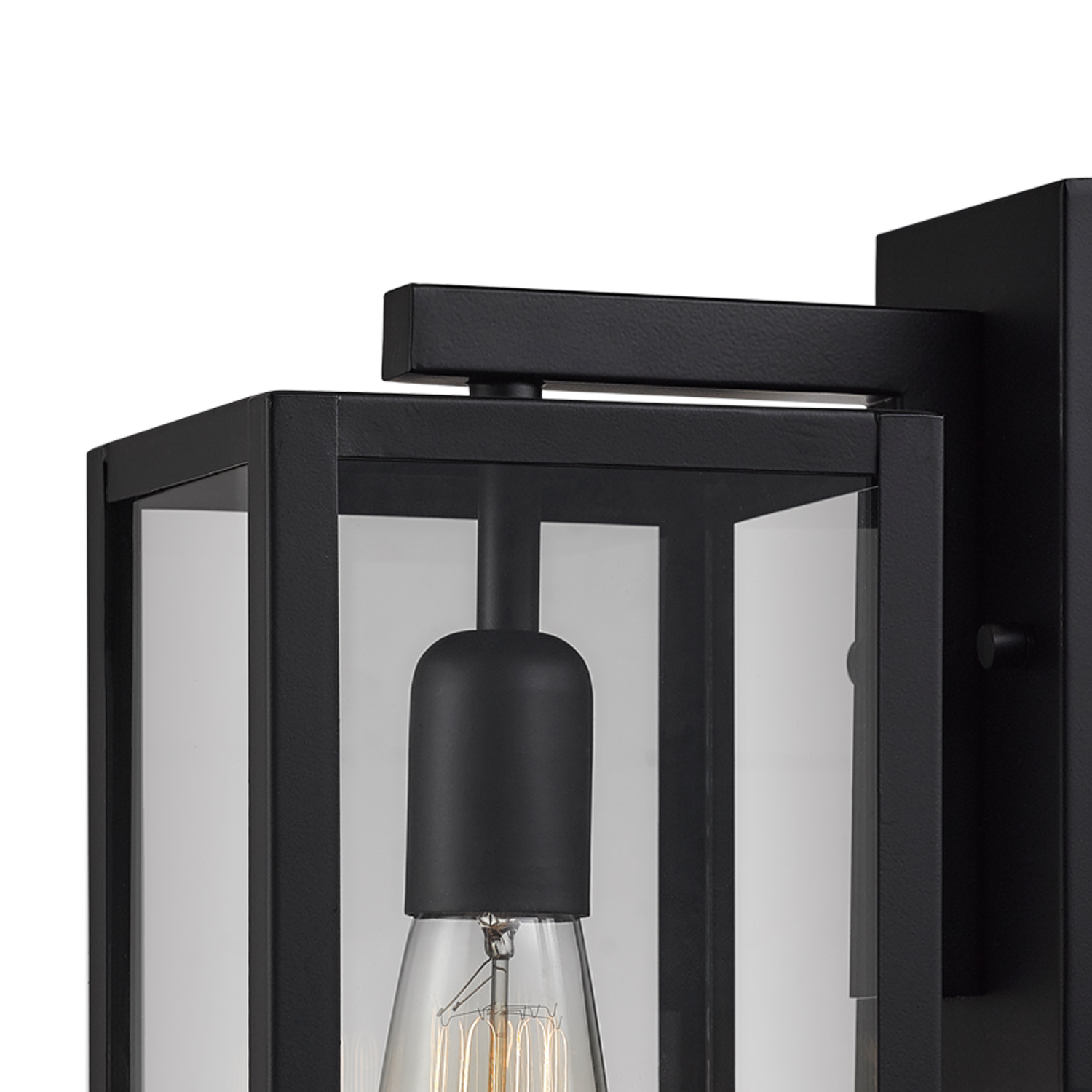 Globe Electric Bowery 1-Light Matte Black Outdoor Indoor Wall Sconce with Clear  Glass Shade, 44176