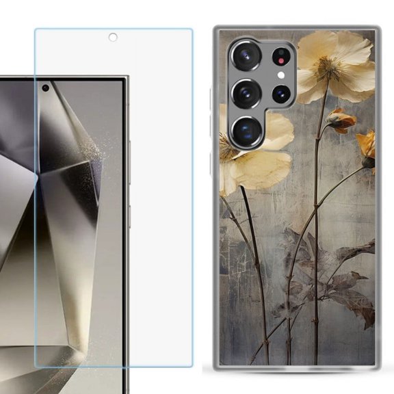 OneToughShield ® Compatible with Samsung Galaxy S24 Ultra, Shockproof Phone Case, with Tempered Glass Screen Protector - Myth Flower