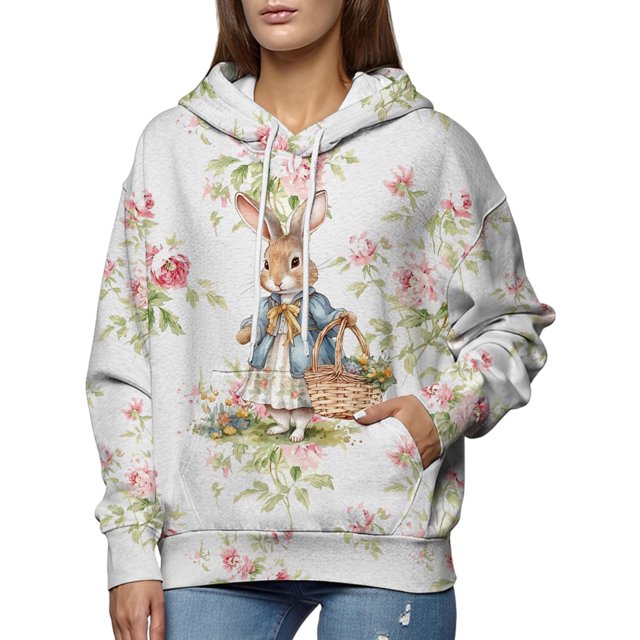 Innerwin Chandail à Manches Longues en Molleton pour Femmes, Imprimé Floral, Décontracté, Style-E m