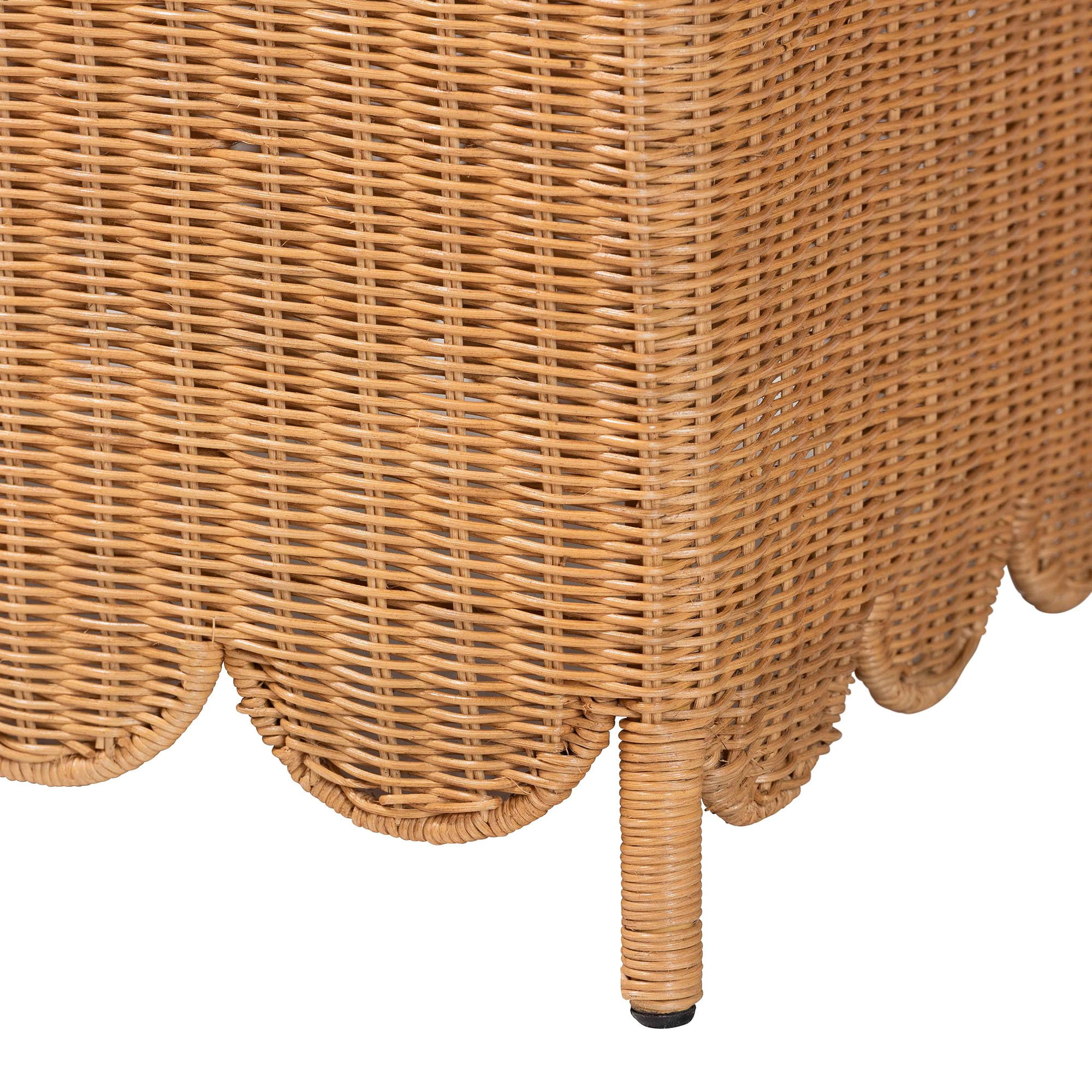 bali & pari Teresa Boho Ottoman Bench, Rectangle, Light Honey