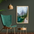thumbnail image 2 of Landscape Wall Art with Frame, Photo of Lake Between Mountains Hiking Trail Outdoors Scenery, Printed Fabric Poster for Bathroom Living Room, 23" x 35", Multicolor, by Ambesonne, 2 of 2