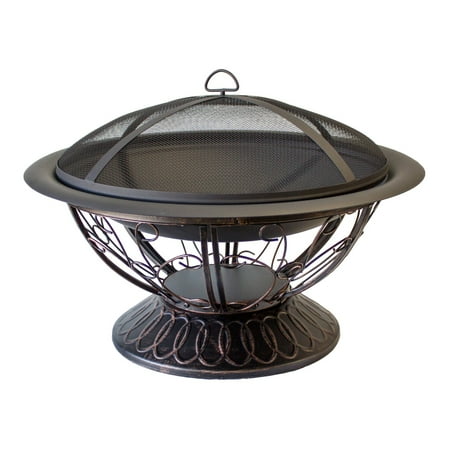 AZ Patio Heaters - Wood Burning Fire Pit with Scroll Design - Black