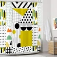 thumbnail image 4 of Bright Geometric Shower Curtain Mid Century Modern Shower Curtains for Bathroom Abstract Art Yellow Black White Waterproof Fabric Bath Curtain Decor with Hooks (Yellow2, 72'''' x 72''''), 4 of 6