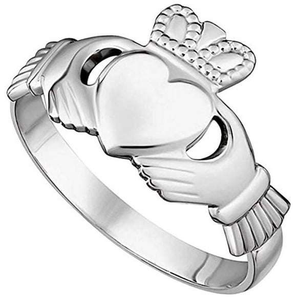Biddy Murphy, Women's Claddagh Ring Made in Ireland Classic Sterling Silver Traditional Claddagh Design Fine Details Made in Co. Dublin by Irish Artisan Jewelers Size 6.5