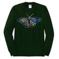 thumbnail image 2 of Wild Bobby, Colorful Rainbow Patterned Butterfly Animal Lover Mens Long Sleeve Shirt, Forest Green, Medium, 2 of 3