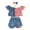 Blue, variant on Tfken Summer Girls Outfit Sets 3 Piece Off Shoulder Print Tops And Shorts With Headband Set For Independence Day Fashion Teen Comfortable Outfit Blue Size 12-18 Months