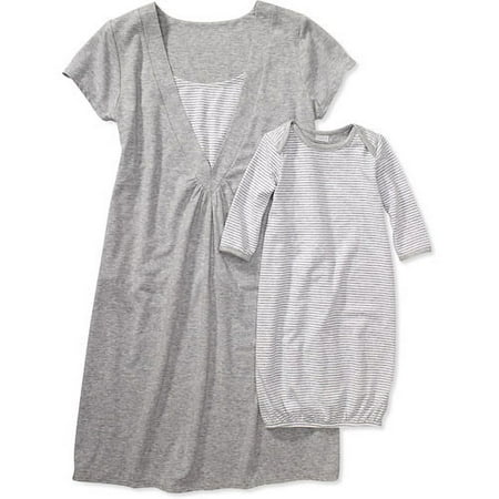 Maternity Baby and Me Nursing Gown, 2-Piece Set