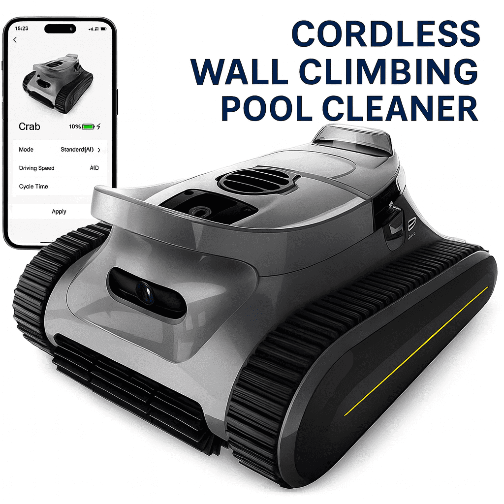 Seauto Cordless Robotic Pool Cleaner for In-Ground & Above-Ground Pools, 180W Dual-Drive, Wall & Waterline Cleaning, Sonar Navigation, 3 Cleaning Modes, Large Pool Coverage up to 2150 Sq. Ft.