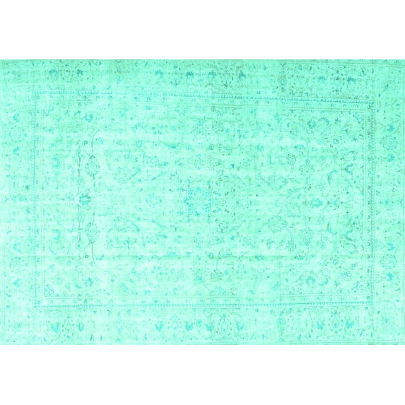 Ahgly Company Indoor Rectangle Persian Turquoise Blue Traditional Area Rugs, 7' x 10'