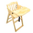 thumbnail image 3 of Silla alta de madera con bandeja, cinturón de seguridad, altura ajustable, silla de alimentación multifuncional de madera para bebés y niños pequeños, 3 of 15