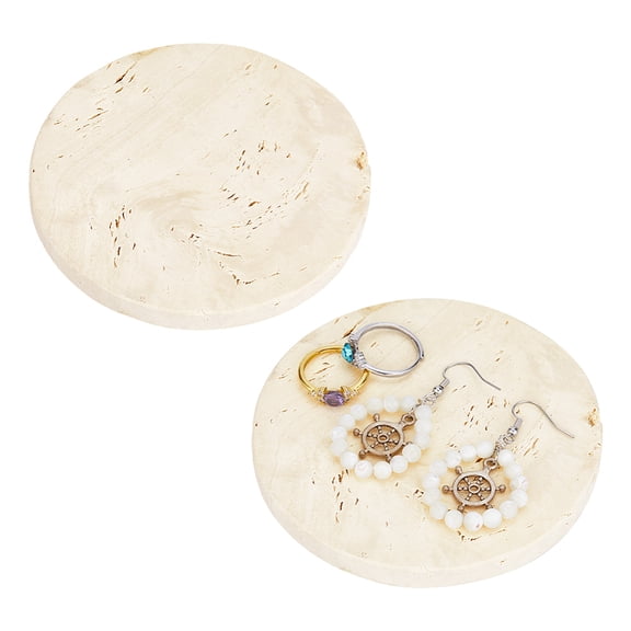 2pcs Small Travertine Jewelry Dish Round Trinket Dish