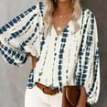thumbnail image 2 of EQWLJWE Blouses à Manches Longues pour Femmes Chemise Ample Confortable Col en V Mode Imprimé Manches Lanterne, 2 of 5