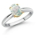 thumbnail image 2 of Gem Stone King 925 Sterling Silver and 10K Yellow Gold White Opal Solitaire Engagement Ring for Women (1.00 Cttw, Oval Cabochon 8X6MM, Gemstone October Birthstone, Available in Size 5, 6, 7, 8, 9), 2 of 4