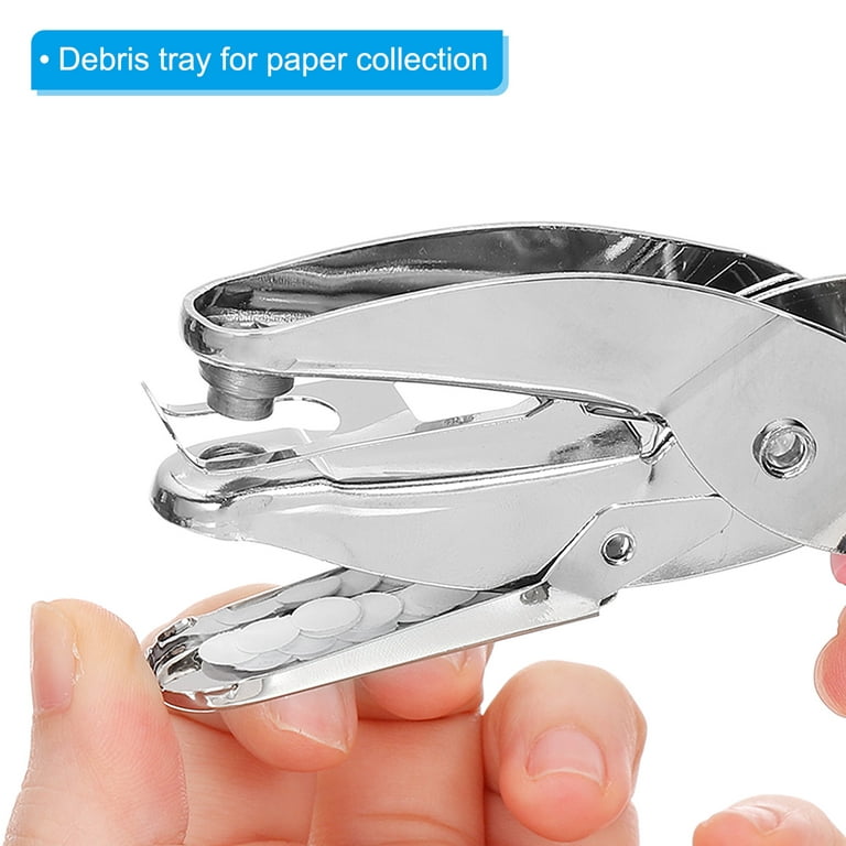Uxcell 1/4 Single Hole Punch Handheld Hole Puncher Metal Paper Puncher,  Silver 2 Pack 