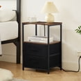 thumbnail image 2 of Glavbiku End Table with Charging Station,Nightstand with Fabric 2 Drawers for Bedroom,Rustic Brown, 2 of 14