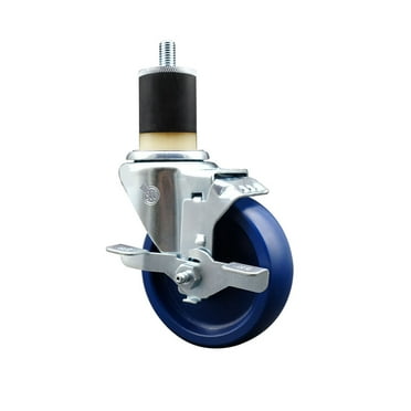 4 Inch Solid Poly Swivel 1-7/8 Inch Expanding Stem Caster with Brake SCC