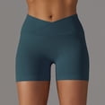 thumbnail image 2 of YDKZYMD Compression Shorts for Women Scrunch Butt Lifting Crossover V Cross Ribbed Leggings Running High Waist Biker Stretchy Short Seamless Booty Yoga Compression Sport Shorts Dark Green S, 2 of 6