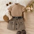 thumbnail image 2 of Staki Long Sleeve Skirts Set for Girls Toddler Girl 2 Piece Outfit Kid Cute Knit Top & Skirt Set(Coffee,2-3 Years), 2 of 8