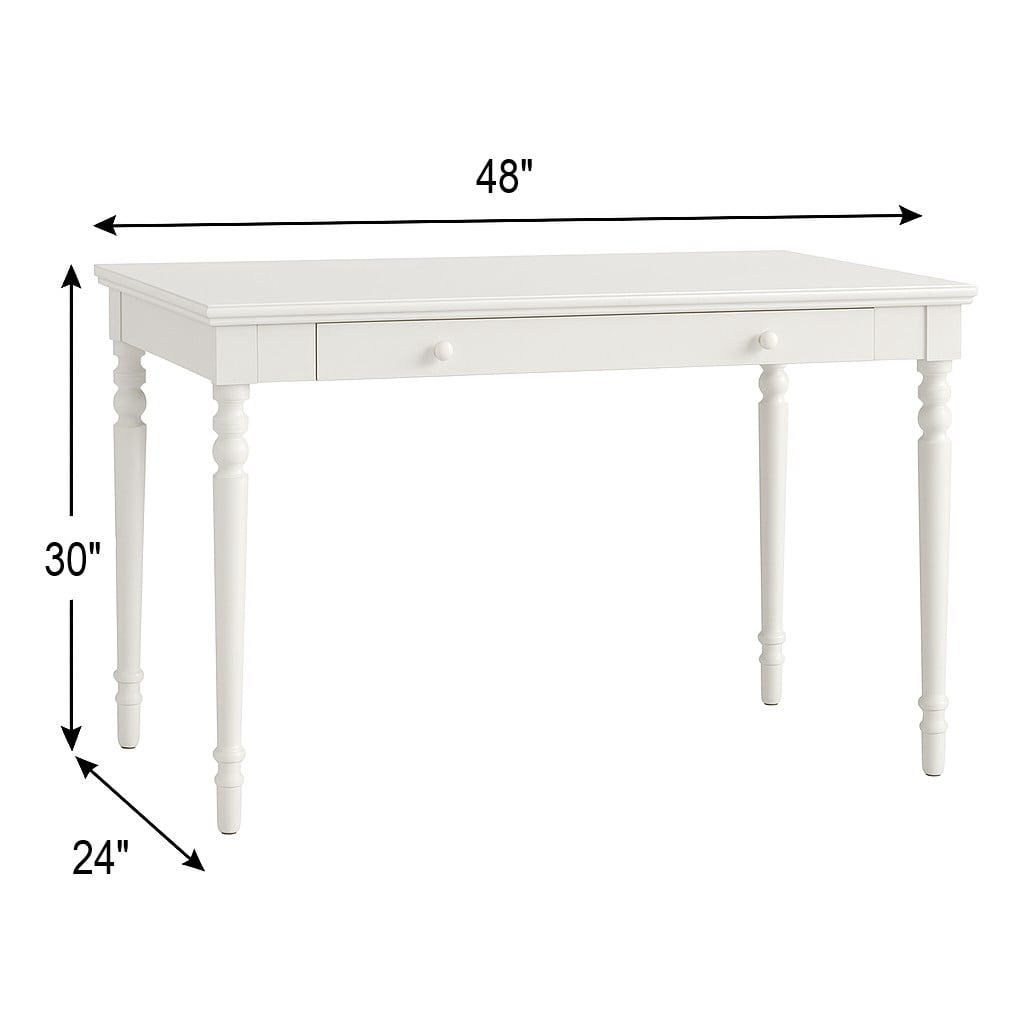 Leick Home Farmhouse Solid Wood Laptop Desk with Drop Front Keyboard Drawer, Cottage White