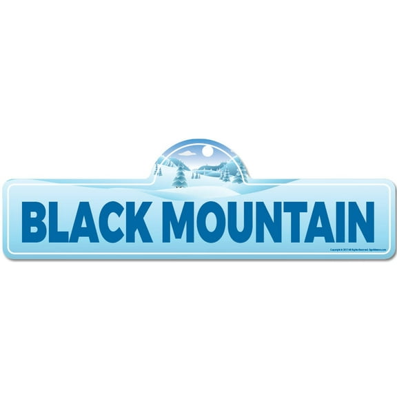 Black Mountain Street Sign | Indoor/Outdoor | Skiing Skier Snowboarder Décor for Ski Lodge Cabin Mountian House | SignMission personalized gift