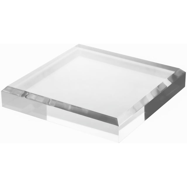 CiaoHER 1in Thickness Beveled Acrylic Square Display Block Clear Polished Pedestal Stand Riser (8x8, 1pack)