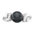 thumbnail image 4 of 14K White Gold Ring Band Pearl Freshwater Black 7mm FW Cultured, Size 8, 4 of 5