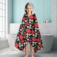 thumbnail image 6 of Red Strawberry Plants Flower Black Pattern Hooded Bath Towel，60"x35" for Ages 3 To 12 Kids, Quick Dry Lightweight Soft Microfiber Hood Beach Towel Cover Up for Kids, 6 of 7