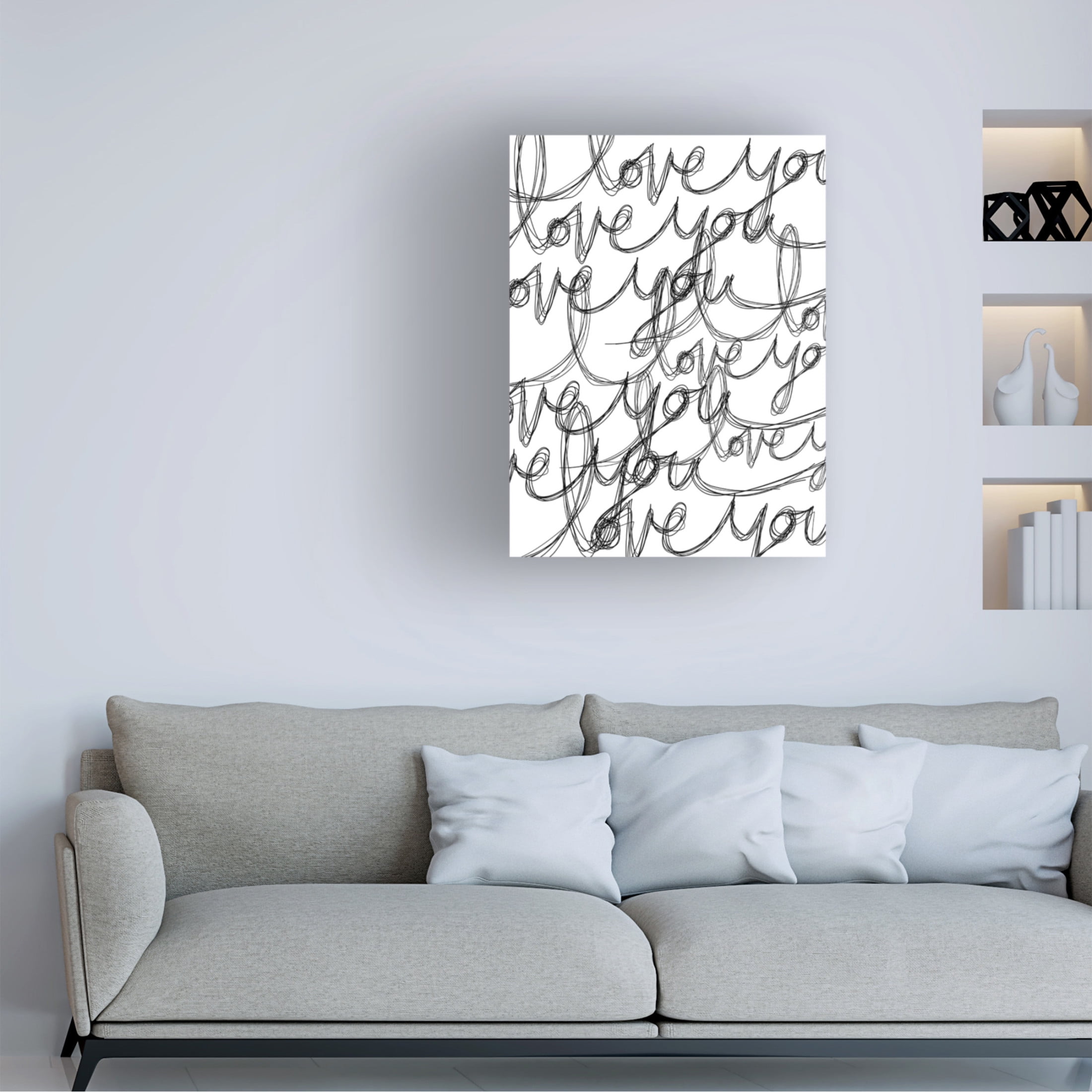 Canvas Wall Art - Tom Quartermaine 'I Love You Grunge Handwriting' Wall Art for Living Room, Bedroom, or Office Décor by Trademark Fine Art - 14 x 19 Inches