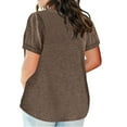 thumbnail image 3 of VEKDONE Womens Plus Size Tshirts Summer Short Sleeve V-Neck Tunics Tops Loose Fit Comfy Casual Blouse Solid Color Lightwetight Basic Shirts, 3 of 6