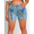 thumbnail image 3 of Cordón arriba delantero crudo dobladillo más tamaño de mezclilla pantalones cortos Rosegal Pantalones cortos de talla grande, 3 of 5