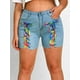 thumbnail image 3 of Cordón arriba delantero crudo dobladillo más tamaño de mezclilla pantalones cortos Rosegal Pantalones cortos de talla grande, 3 of 5