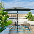 thumbnail image 4 of 6x9 FT Patio Umbrella for Outdoor, Rectangle Umbrella with Push Button Tilt and Crank, Outdoor Patio Umbrellas with 4 Sturdy Ribs for Market, Garden, Deck, Backyard, Pool (Gray), 4 of 8