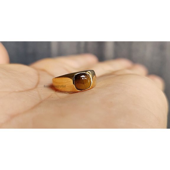 Tiger Eye Ring, Solid 925 Sterling Silver Ring, Men's Signet Ring, Tiger Eye Men Ring, Handmade Ring, Gemstone Ring, Statement Men Ring