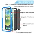 thumbnail image 4 of Apple iPhone 12 Pro Max Case, 6.7" Phone 12 Pro Max Clip Belt Holster, Takfox Shockproof Swivel Defender Heavy Duty Armor Protective Cases & 2 PCS Screen Protector with Kickstand Rugged Cover, Blue, 4 of 7