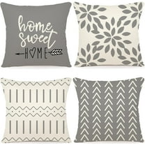 Pillow Covers 20x20 Set of 4, Modern Sofa Throw Pillow Cover, Decorative Outdoor Linen Fabric Pillow Case for Couch Bed Car，Gray