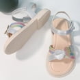 thumbnail image 7 of TOWED22 Little Girls Leather Flat Sandals Open-Toe Princess Shoes for Girls Floral Lace Pearl Dress Shoes Cute Strappy Sandals Silver,2.5, 7 of 7