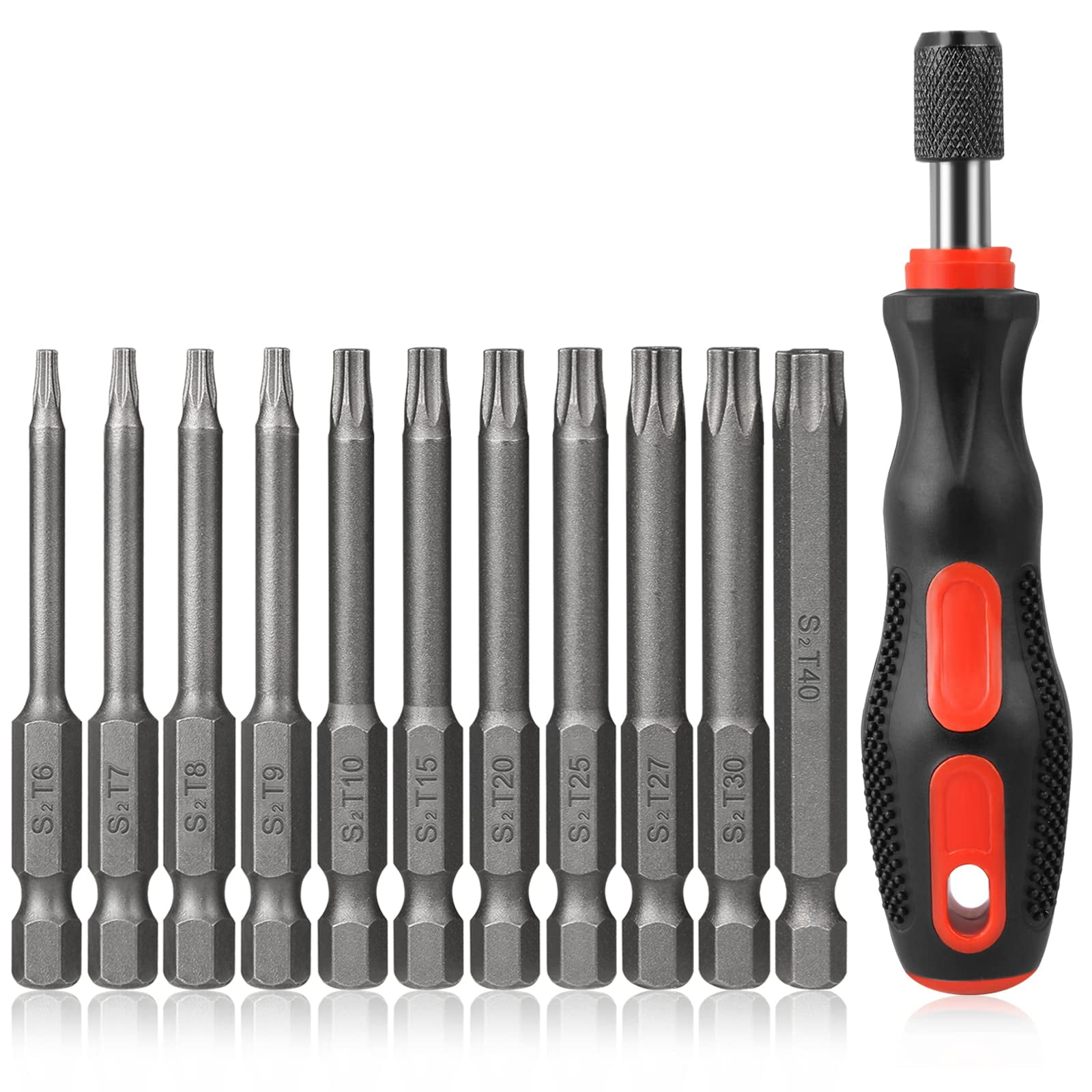 Tonsiki 12PCS Security Torx Bit Set with Screwdriver Bit