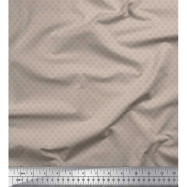 Soimoi Cotton Duck Fabric Scales Geometric Print Sewing Fabric Yard 56 Inch Wide