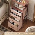 thumbnail image 6 of 4 Drawer Dresser for Bedroom, 37" H Nightstand with Charging Station and Led Light, Tall Night Stand Bed Side Table, End Table with USB Ports and Outlets, Fabric Bins, Wood Shelf, Pink, 6 of 14