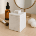 thumbnail image 4 of Creative Home TAJ Creamy White Marble Cotton Ball Swab Holder, Bathroom Canister, 4 of 9