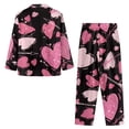 thumbnail image 2 of Renewold Thermal Pink Heart Print Pajama Top Pants Set of 2 Valentine's Day Button Down Nightwear for Spring Fall Winter Women Casual Home Daily Wear Clothing Size M, 2 of 6