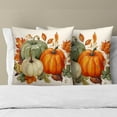 thumbnail image 2 of Fall Pumpkin Throw Pillow Covers 16x16 Inch Set of 2 Autumn Leaves Couch Pillow Cases Soft Square Couch Sofa Pillows for Living Room Patio, 2 of 6
