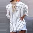 thumbnail image 5 of EINCcm Blouses for Women, Casual Button-Down Shirts V Neck Roll Up Cuffed Long Sleeve Striped with Pockets, Summer Fall Womens Tunic Tops Blouses Tees Shirts, 5 of 9