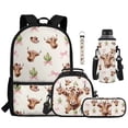 thumbnail image 2 of Bulopur Highland Cow Bow Kids Backpack Set 5 Pcs Cute Farm Book Bag with Lunch Bag, Pencil Case, Water Bottle Cover and Wrist Strap for Highland Cow Lover Girls Ages 6-12, 2 of 8