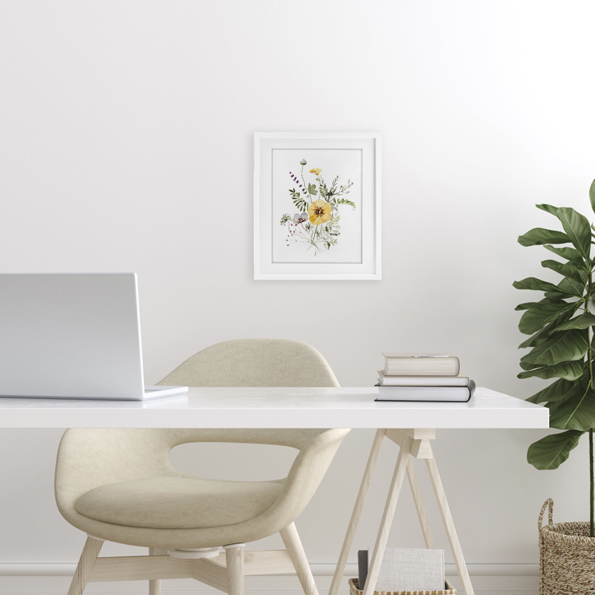 Gardening Herb Blooms White Framed Print Under Glass, design by Lettered and Lined
